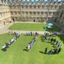 Univ 775 Giving Day human chain in Main Quad
