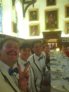 Various boat club members getting into the festive spirit at Eights Dinner