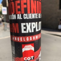 CGT sticker on lamp-post, Central Barcelona