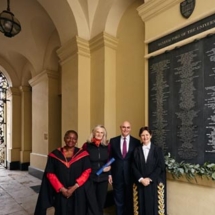 Left to right: Baroness Valerie Amos LG, Sophia Lynn, David Frederick and Professor Irene Tracey CBE, Vice Chancellor of the University of Oxford