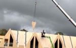 Univ North – prefab panel being lifted into place