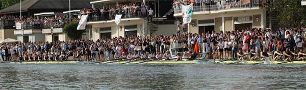 A three-boat sandwich resulted in M1's bump on Keble on Saturday (l-r) ChCh, Keble, Univ (2)