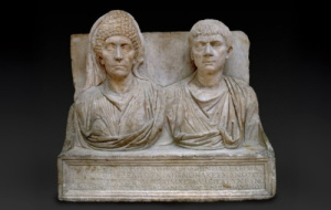 Marble tombstone of the doctor Claudius Agathemerus and his wife Myrtale - A Univ voice at new Ashmolean trail - marble statue