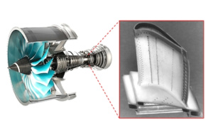 ASME Turbo Expo 2025 Conference - Maximilian Farfaras - Image of a turbine blade in a jet engine, with cooling holes visible